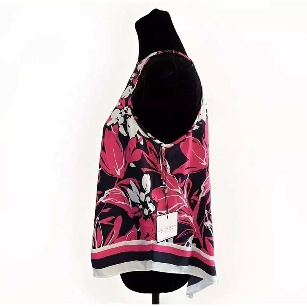 New Laundry By Shelli Segal Top XS Blouse Tank Floral Handkerchief Pink Y2K - Picture 2 of 6